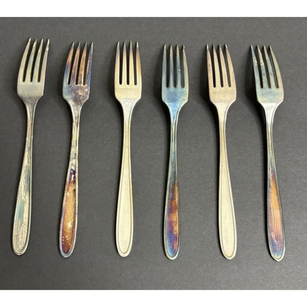 6 Oneida Community Grosvenor Dinner Forks Silverplate 7 3/4